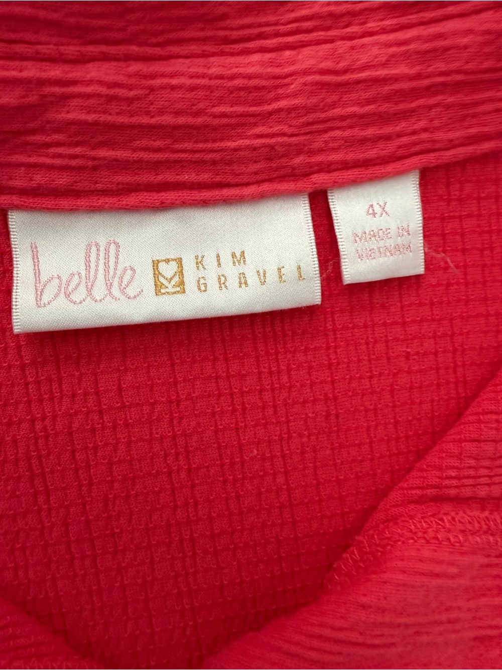 Belle by Kim Gravel Coral Tie-Front Button-Front Shirt 4X - Picture 5 of 6